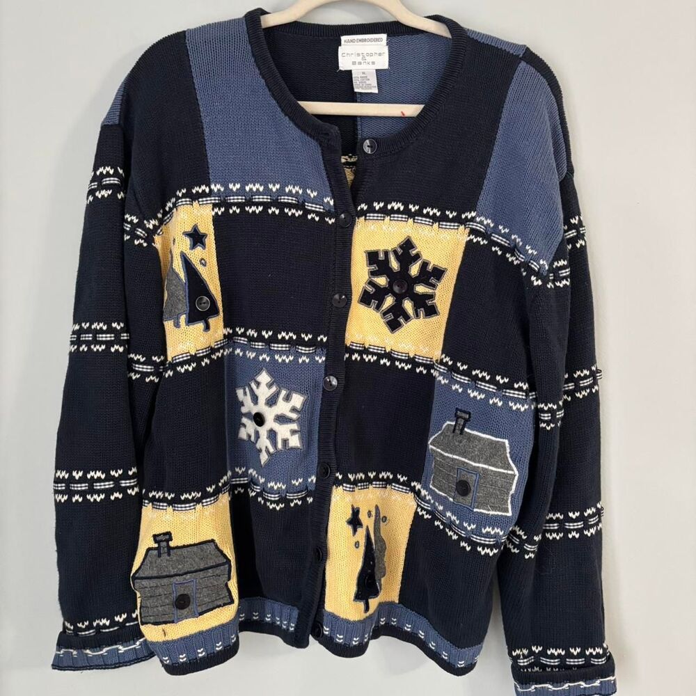 Christopher-banks Women's Blue and Navy Cardigan